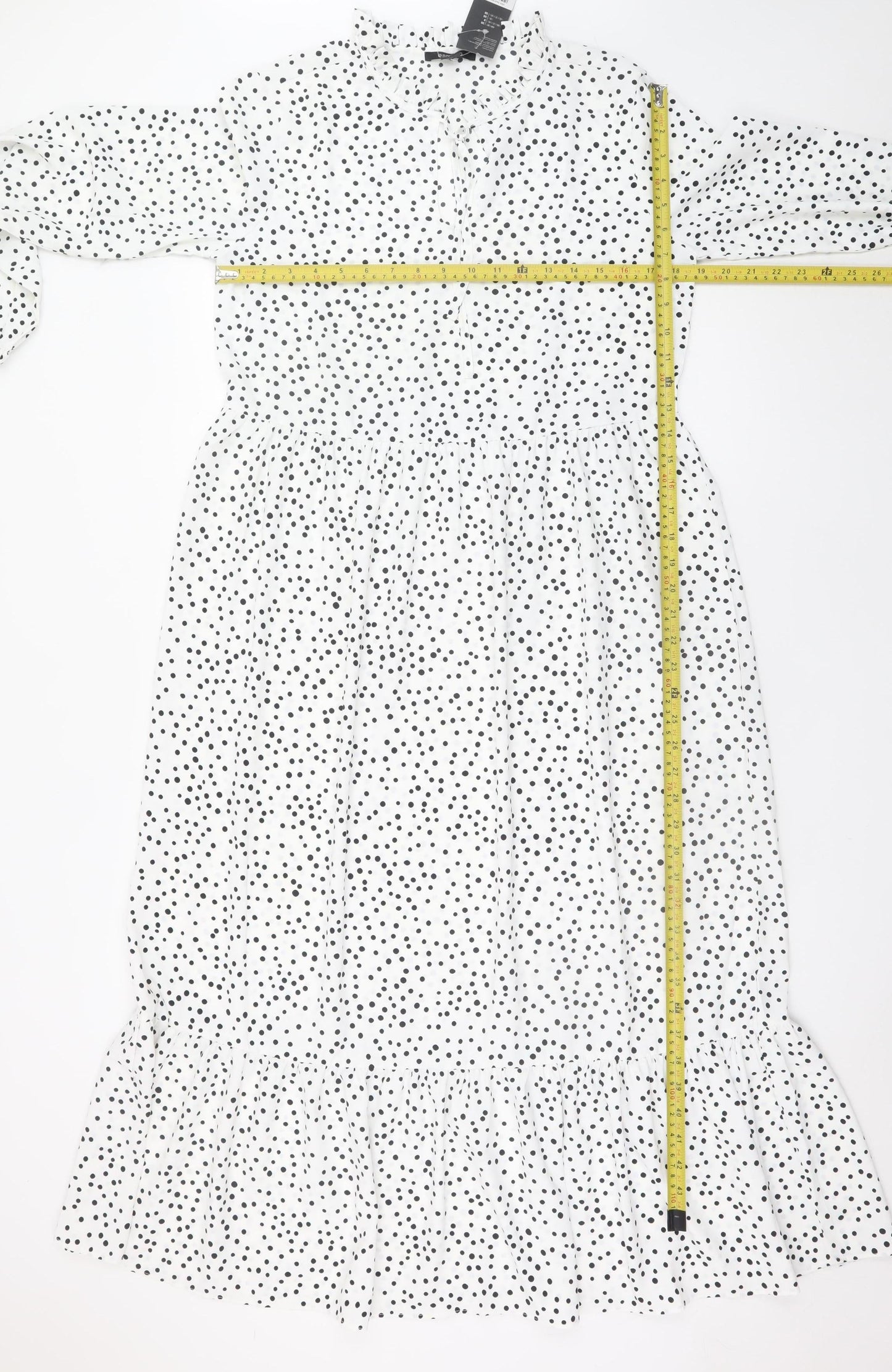 Esmara Women White Polka Dot Midi Shift Dress Size 8