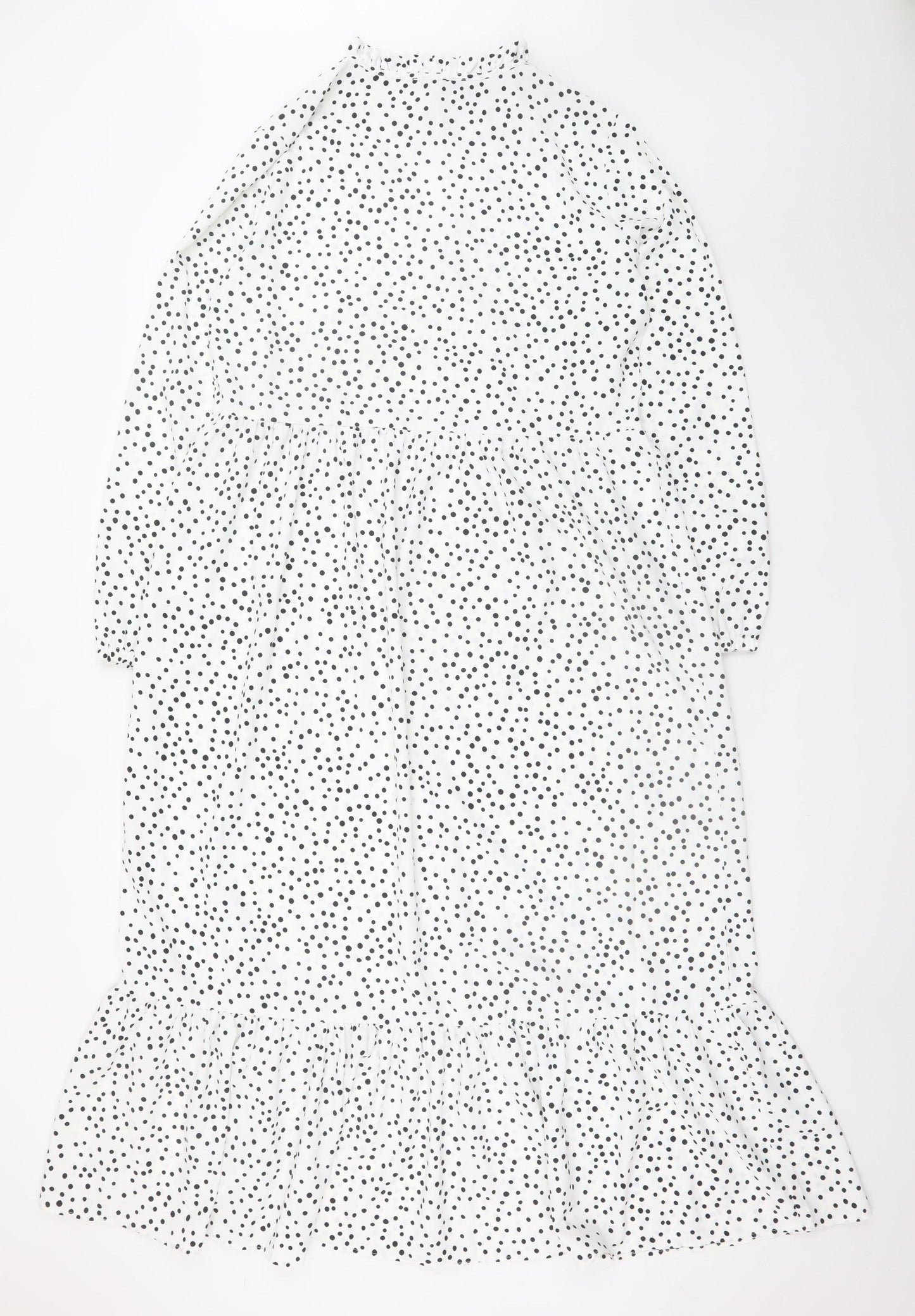 Esmara Women White Polka Dot Midi Shift Dress Size 8