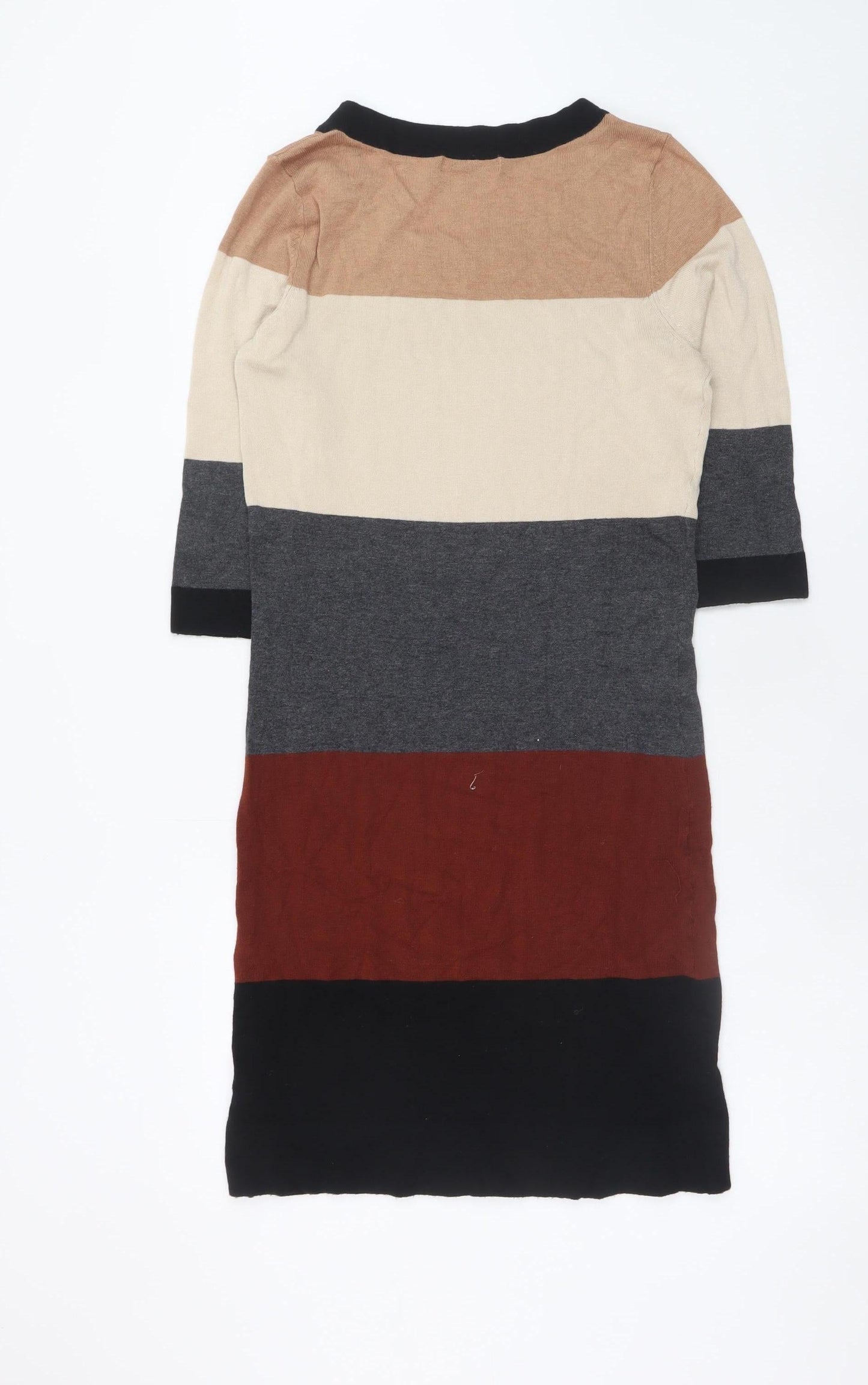 Dunnes Women’s Beige Black Grey Colourblock Knit Shift Dress Size 10