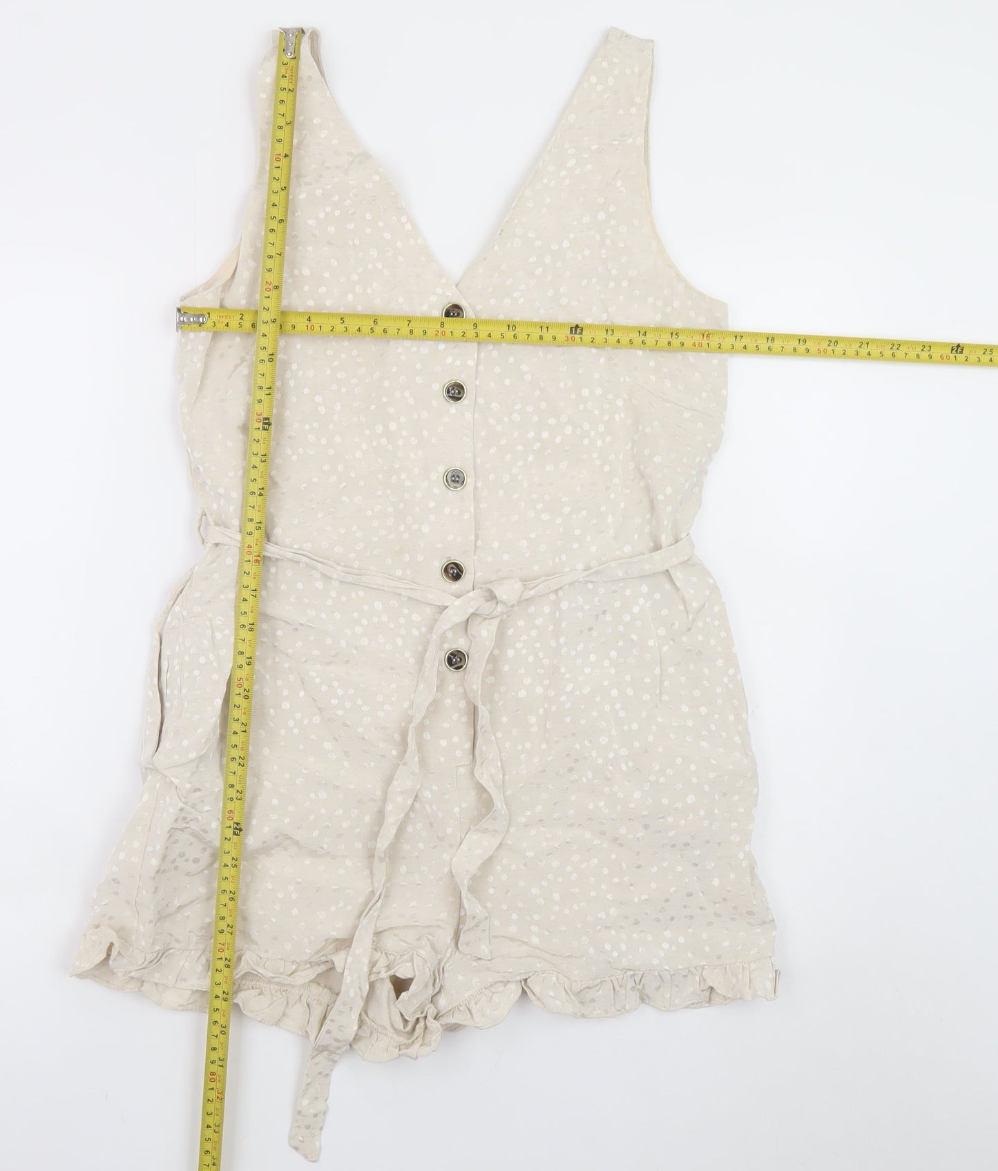 River Island Women’s Beige Polka Dot Sleeveless Playsuit Size 10