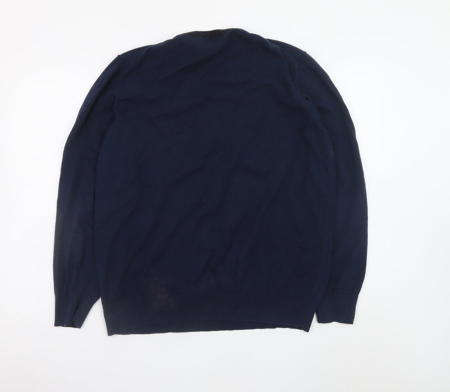 Timberland Men's Blue XL V-Neck Cotton Wool Knit Jumper