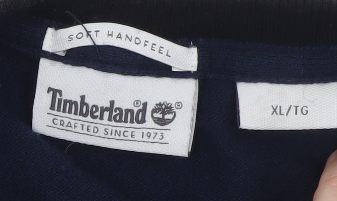 Timberland Men's Blue XL V-Neck Cotton Wool Knit Jumper