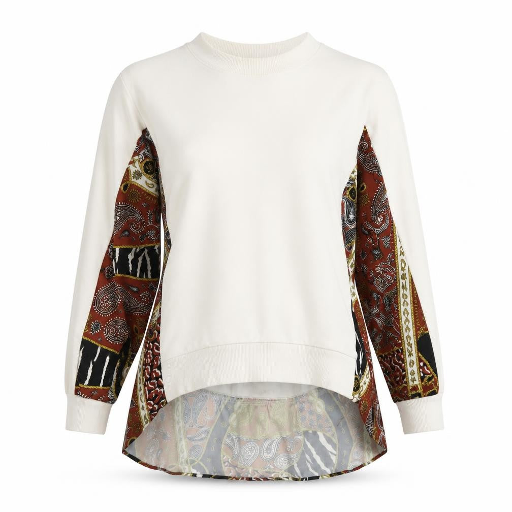 River Island Womens White Paisley Panel Pullover Sweatshirt Size S