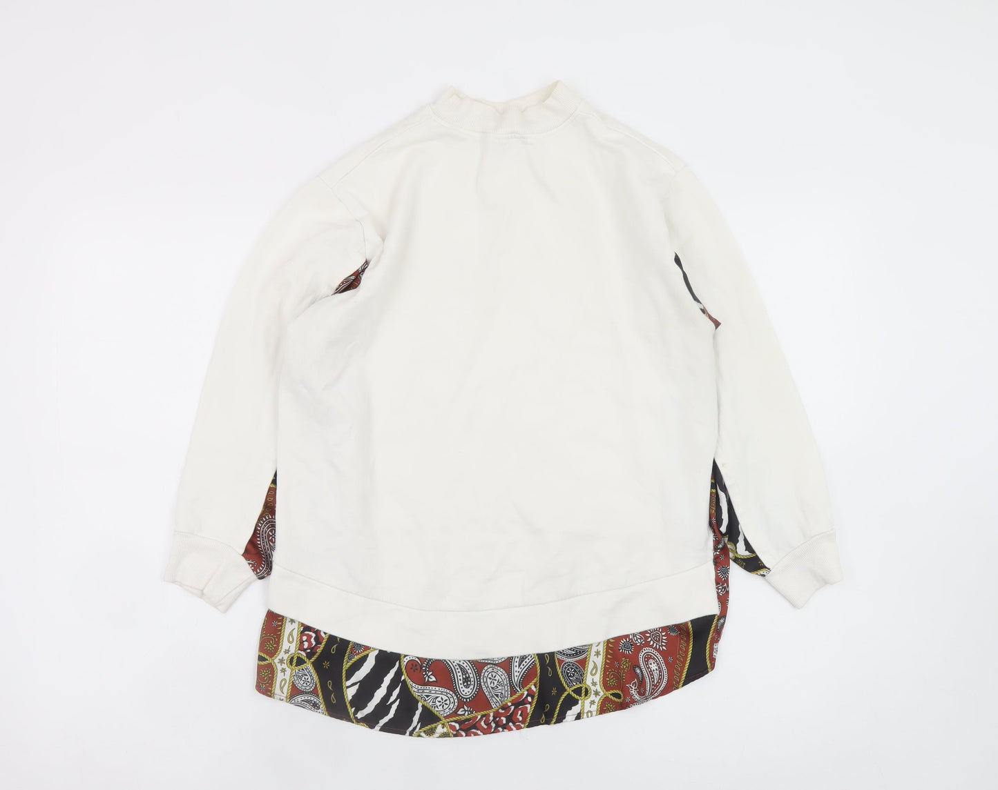 River Island Womens White Paisley Panel Pullover Sweatshirt Size S