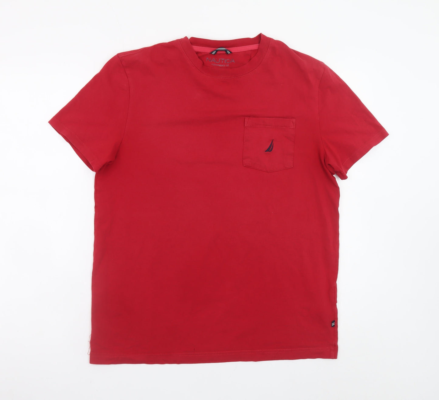 Nautica Men's Red Short Sleeve Cotton Stretch Pocket T-Shirt Size M