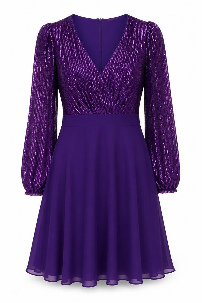 Kate & Pippa Women's Purple Sequin Fit & Flare Short Dress Size S
