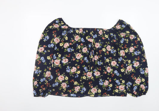 St. Bernard for Dunnes Stores Women's Navy Floral Blouse Size 14