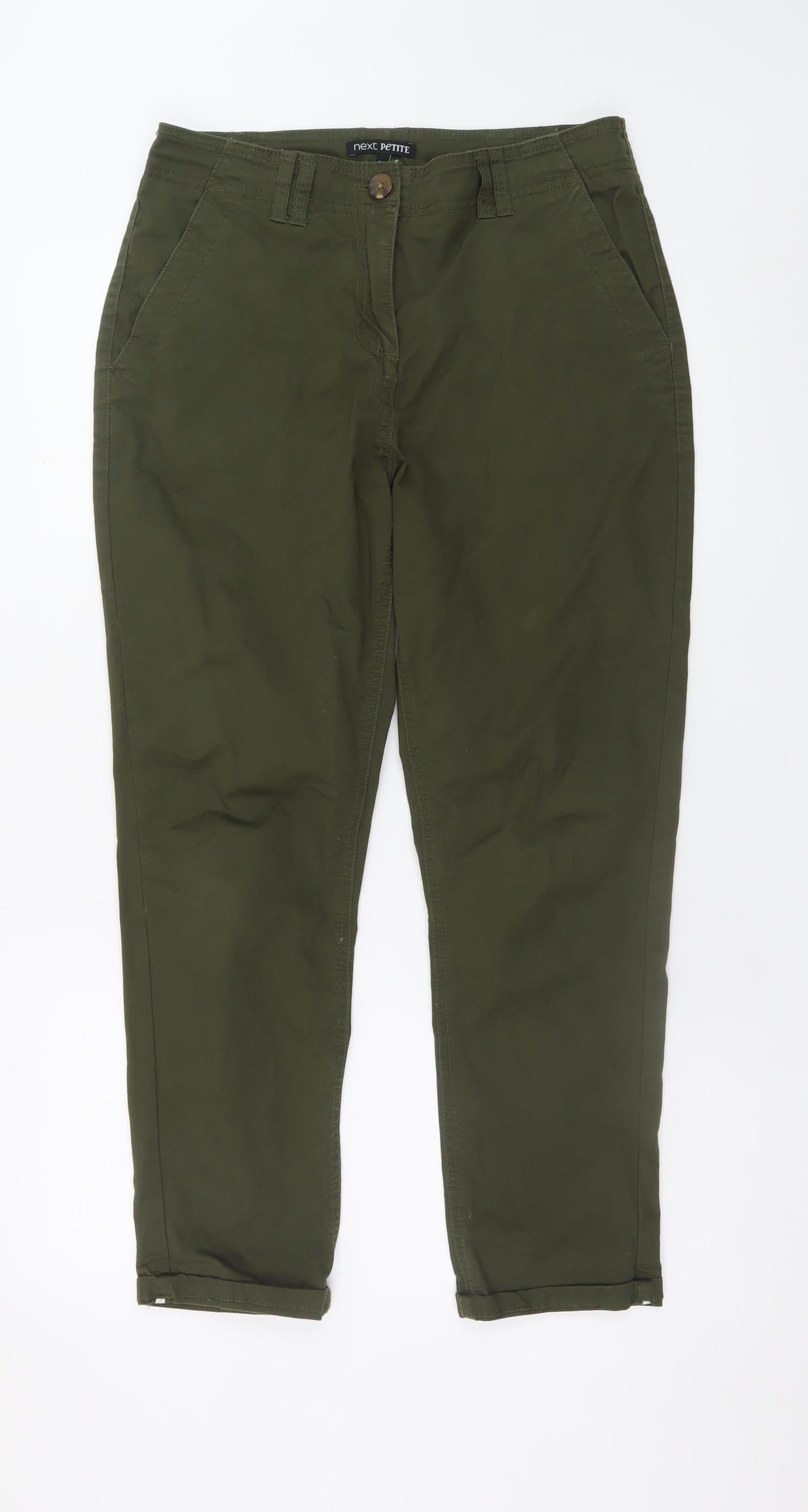 Next Petite Women's Green Slim Fit Chino Trousers Size S