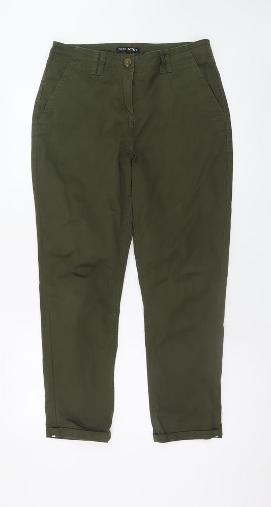 Next Petite Women's Green Slim Fit Chino Trousers Size S