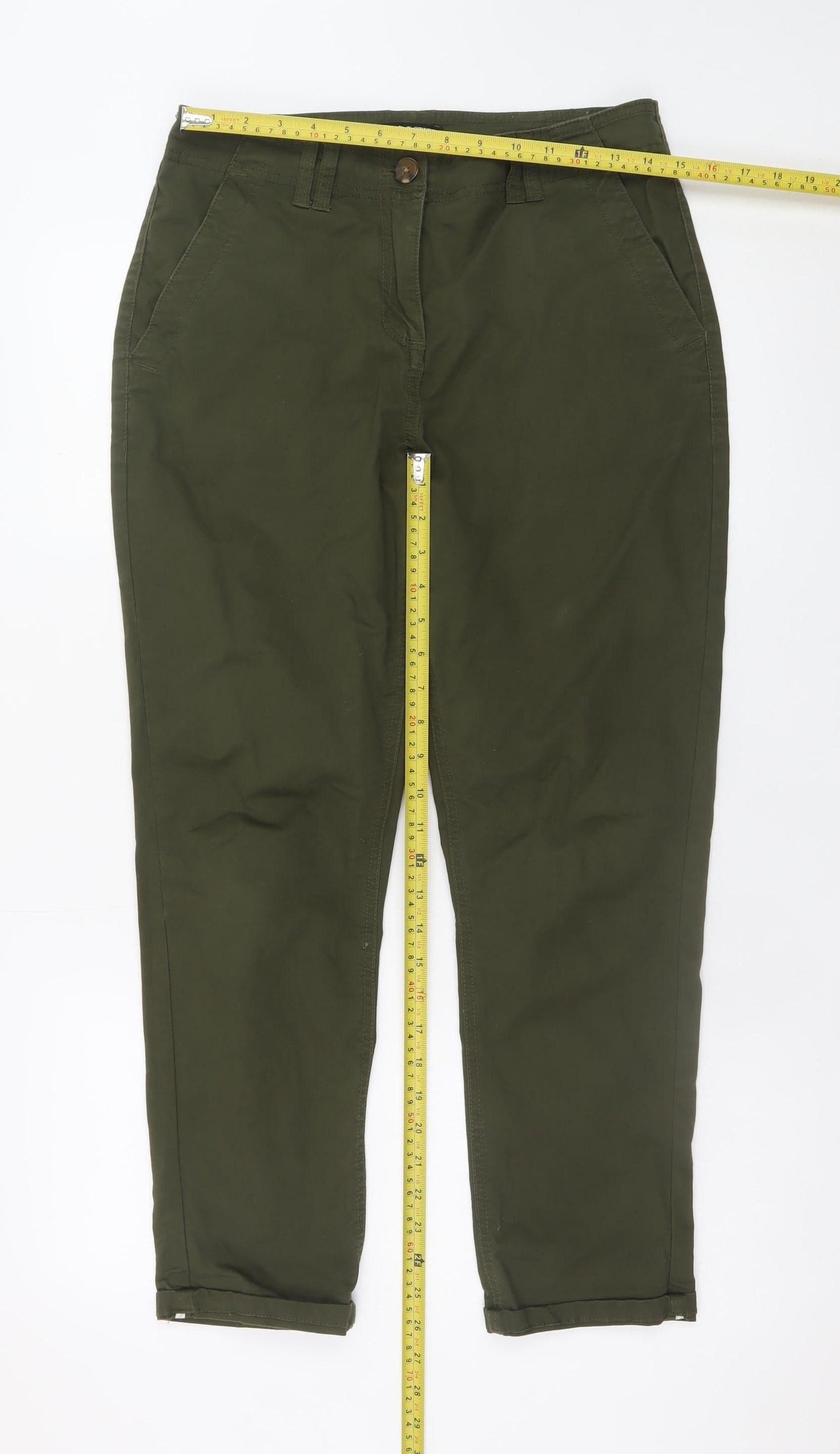 Next Petite Women's Green Slim Fit Chino Trousers Size S