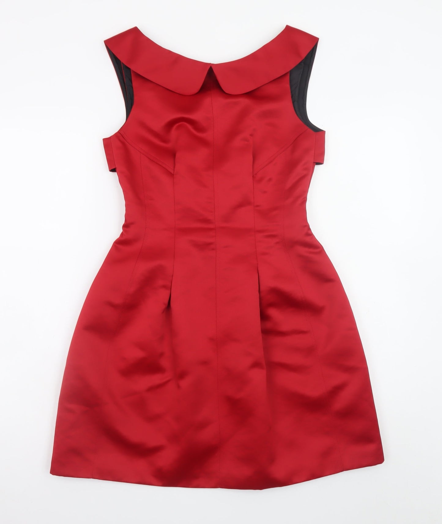 Zara Women Red Fit & Flare Knee Length Satin Dress Size 8