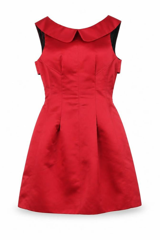 Zara Women Red Fit & Flare Knee Length Satin Dress Size 8