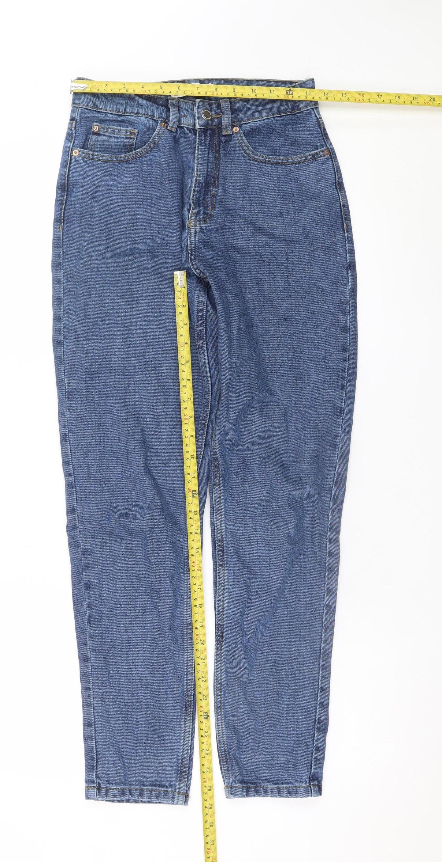 Primark Women’s Blue High Rise Mom Jeans Size 8 Relaxed Fit Denim