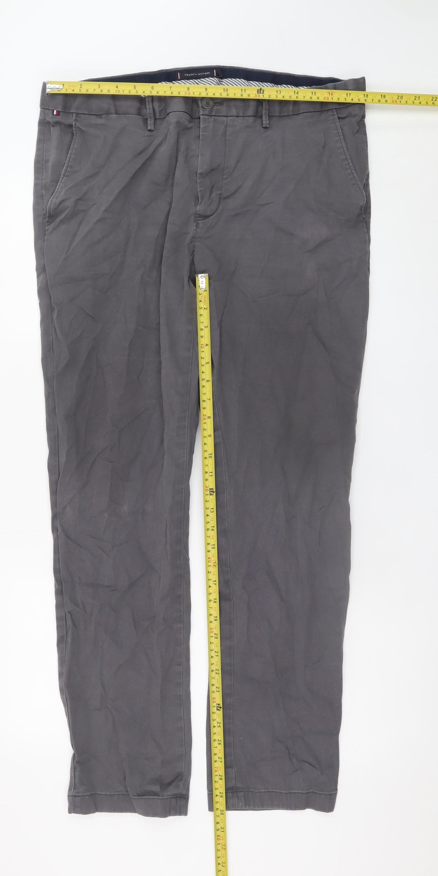 Tommy Hilfiger Men’s Grey Chino Trousers 38x32 Straight Fit