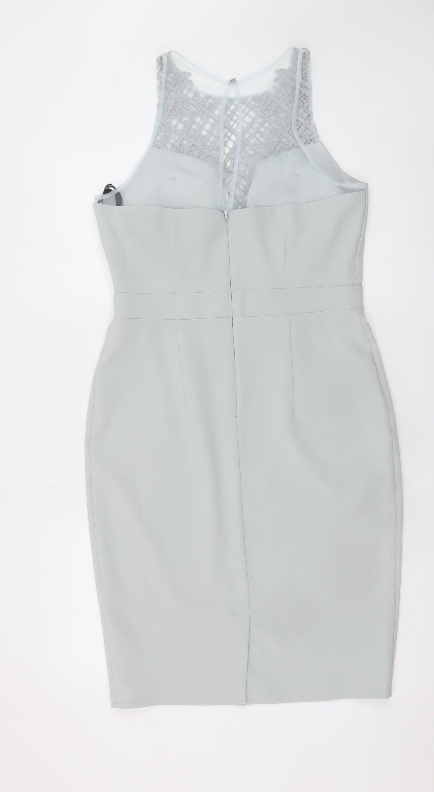 Little Mistress Women’s Grey UK 12 Pencil Dress with Lace Detail