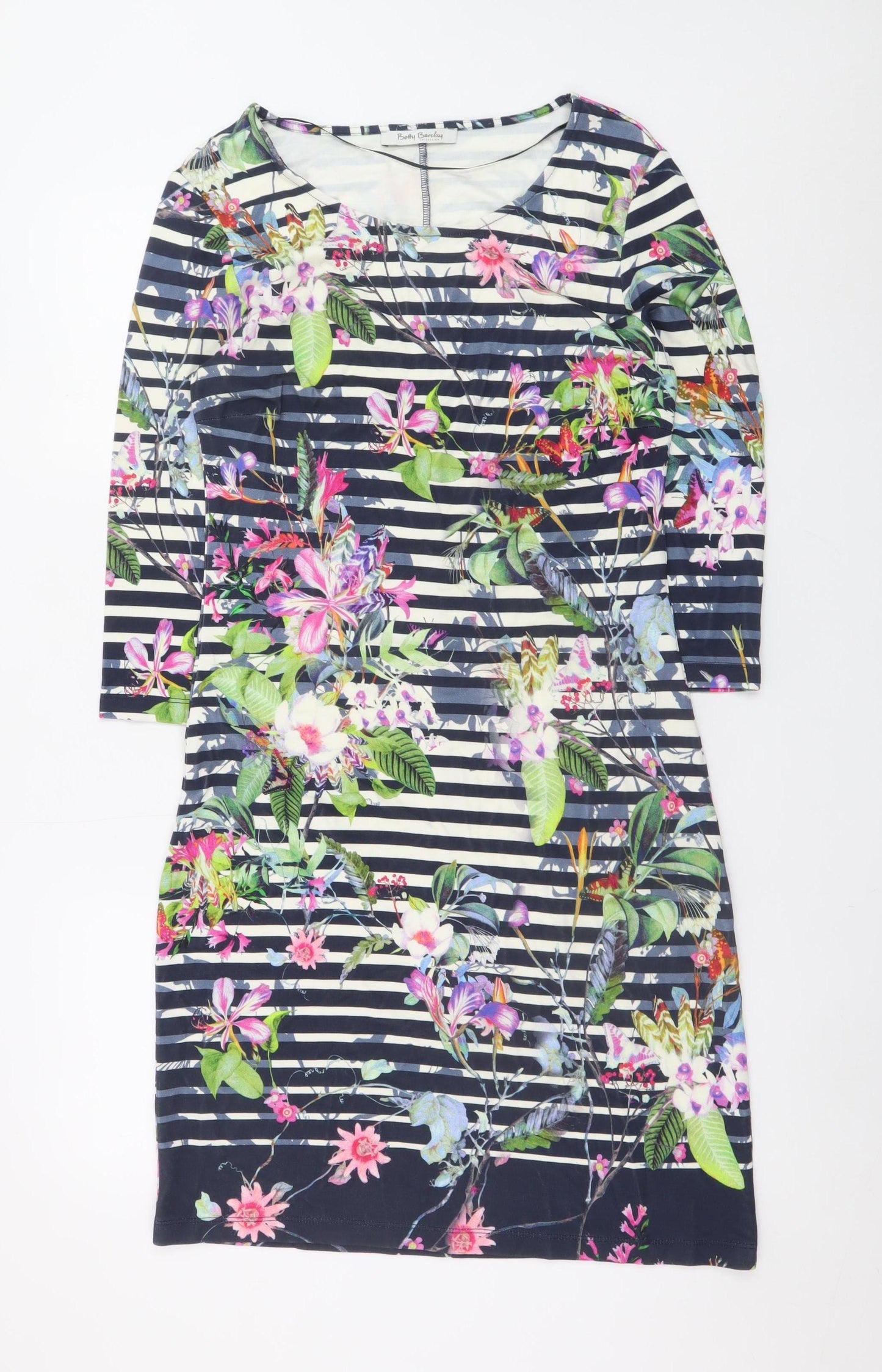 Betty Barclay Womens Multicoloured Floral Stripe Bodycon Dress Size 12