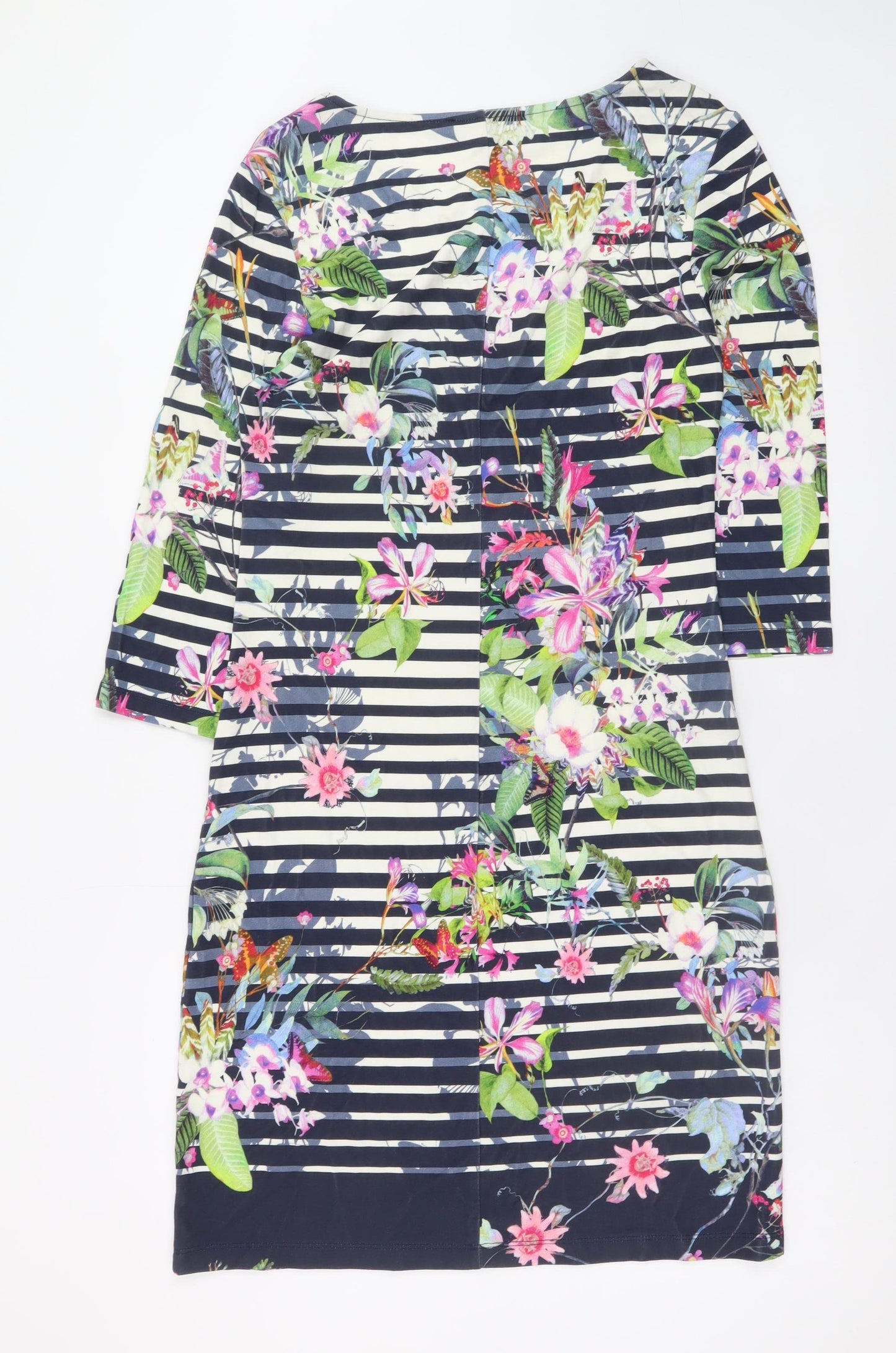 Betty Barclay Womens Multicoloured Floral Stripe Bodycon Dress Size 12