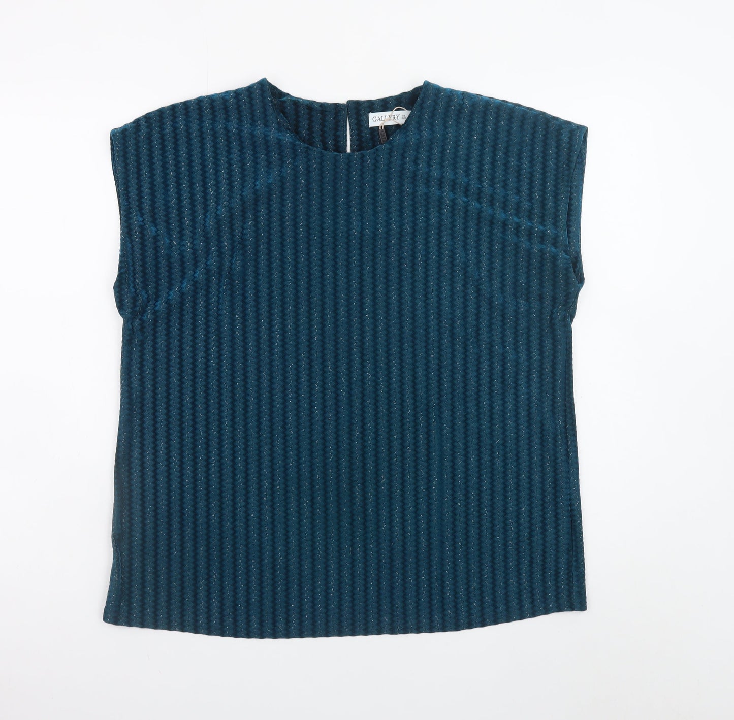 Gallery Women’s Blue Velvet Sleeveless Blouse Size 14