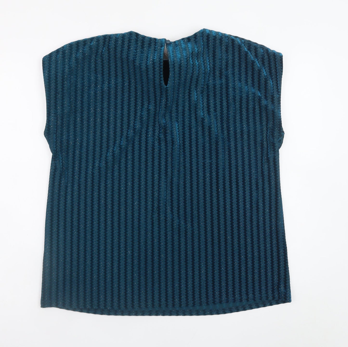 Gallery Women’s Blue Velvet Sleeveless Blouse Size 14