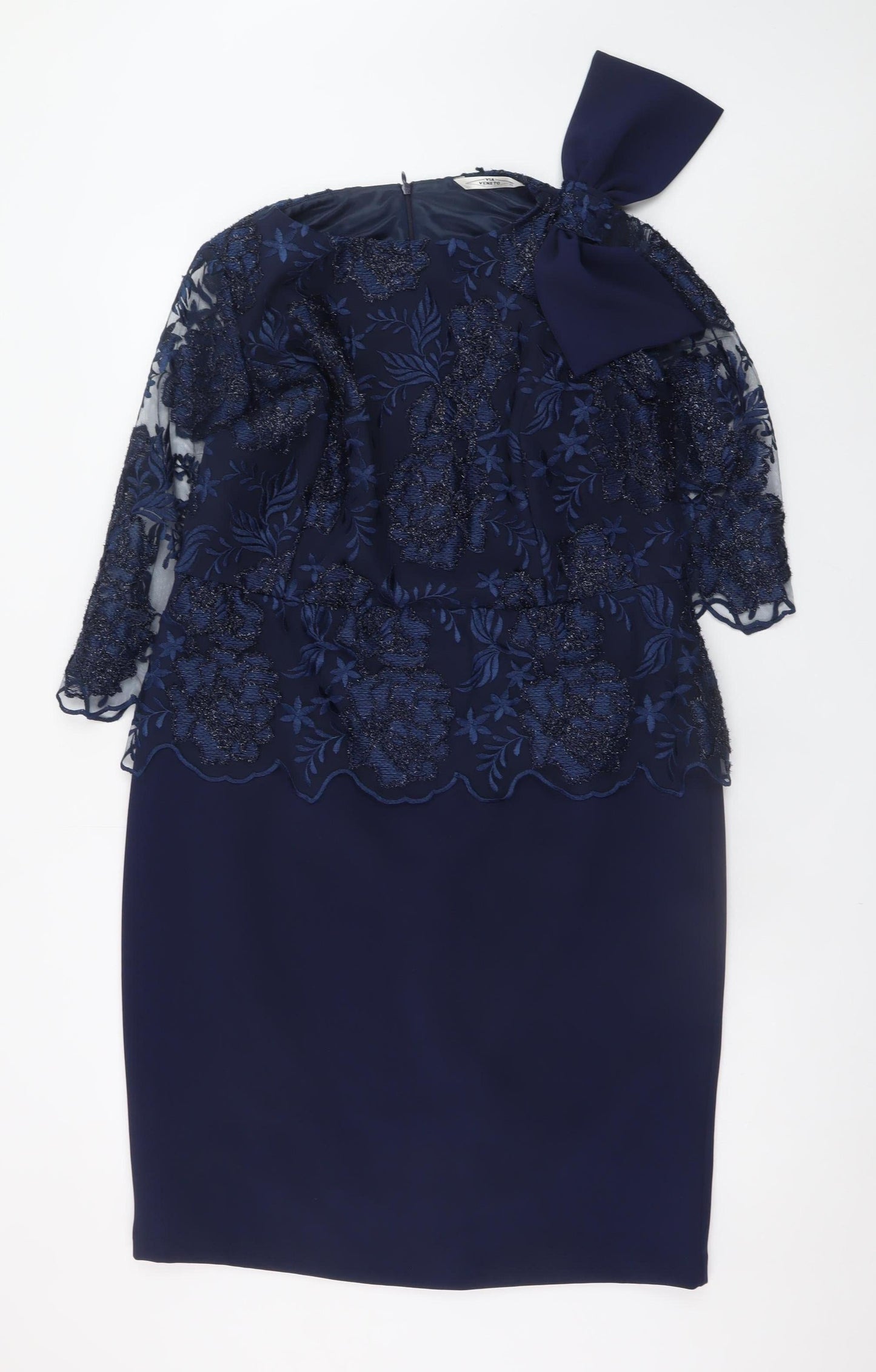 Via Veneto Women’s Blue Lace Sheath Dress Size 14 Formal Wedding