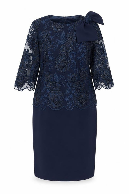 Via Veneto Women’s Blue Lace Sheath Dress Size 14 Formal Wedding