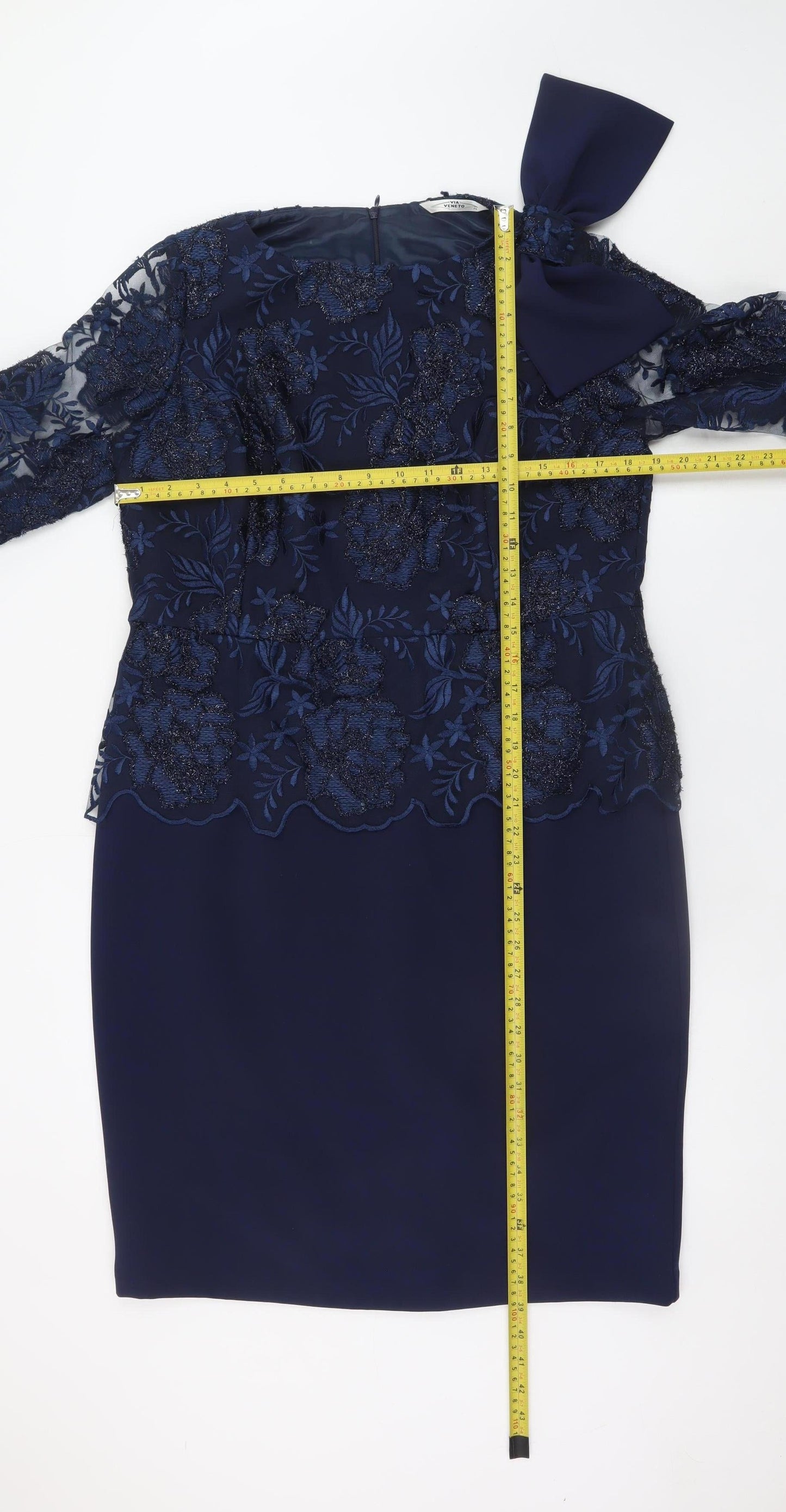 Via Veneto Women’s Blue Lace Sheath Dress Size 14 Formal Wedding