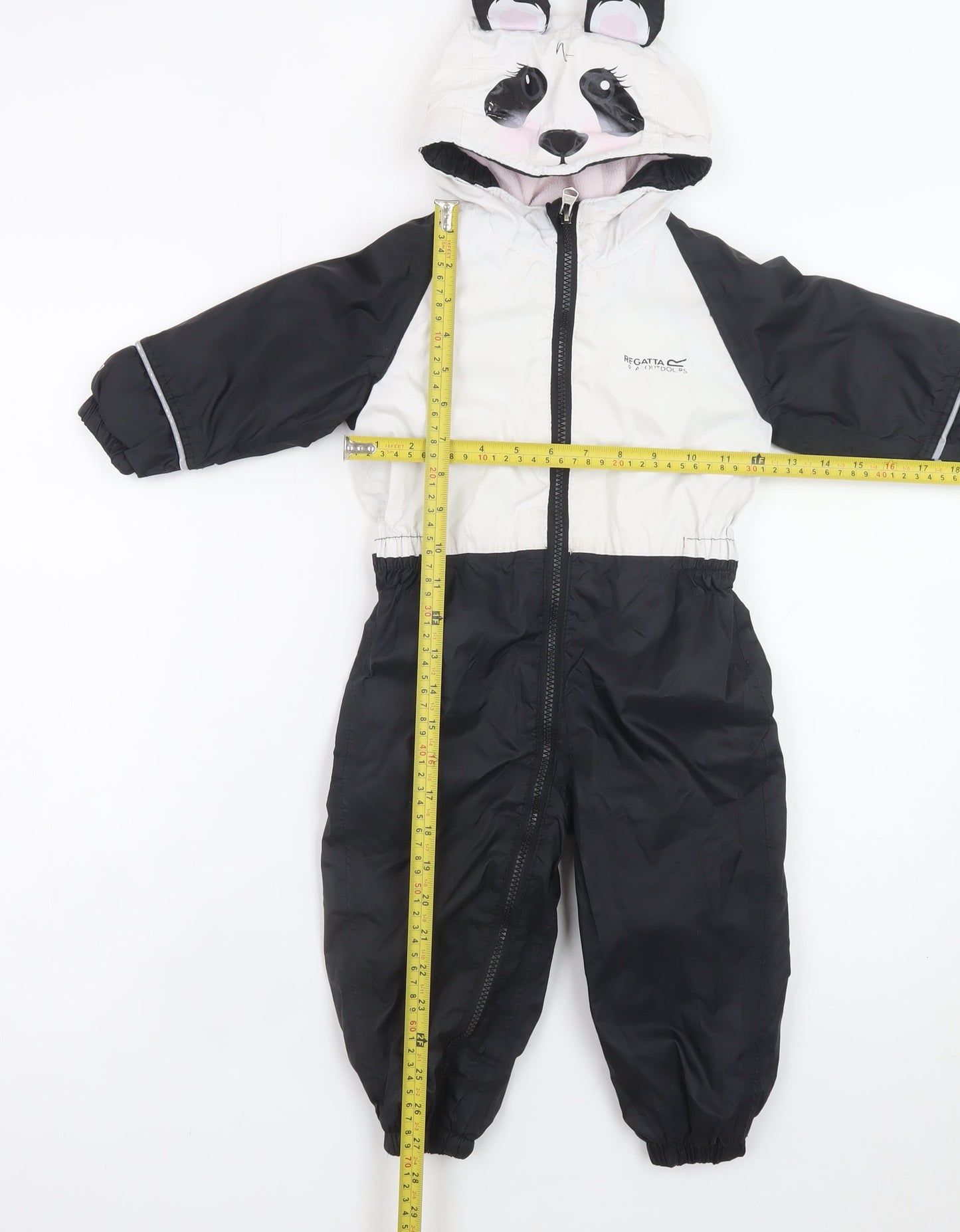 Regatta Baby Unisex Black White Panda Snowsuit 12-18 Months Hooded Winter