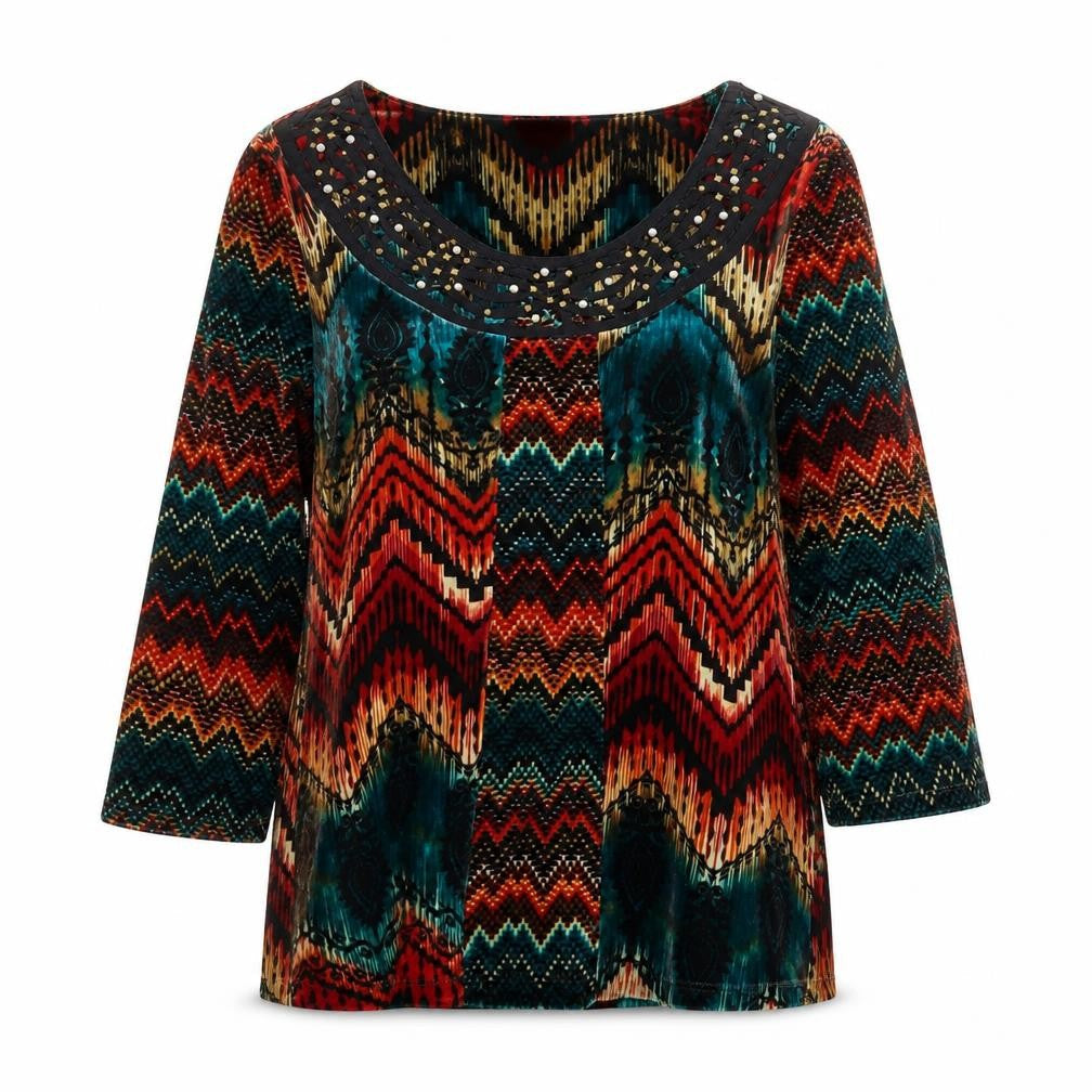 Marks & Spencer Per Una Multicoloured 3/4 Sleeve Tunic Blouse Size 12