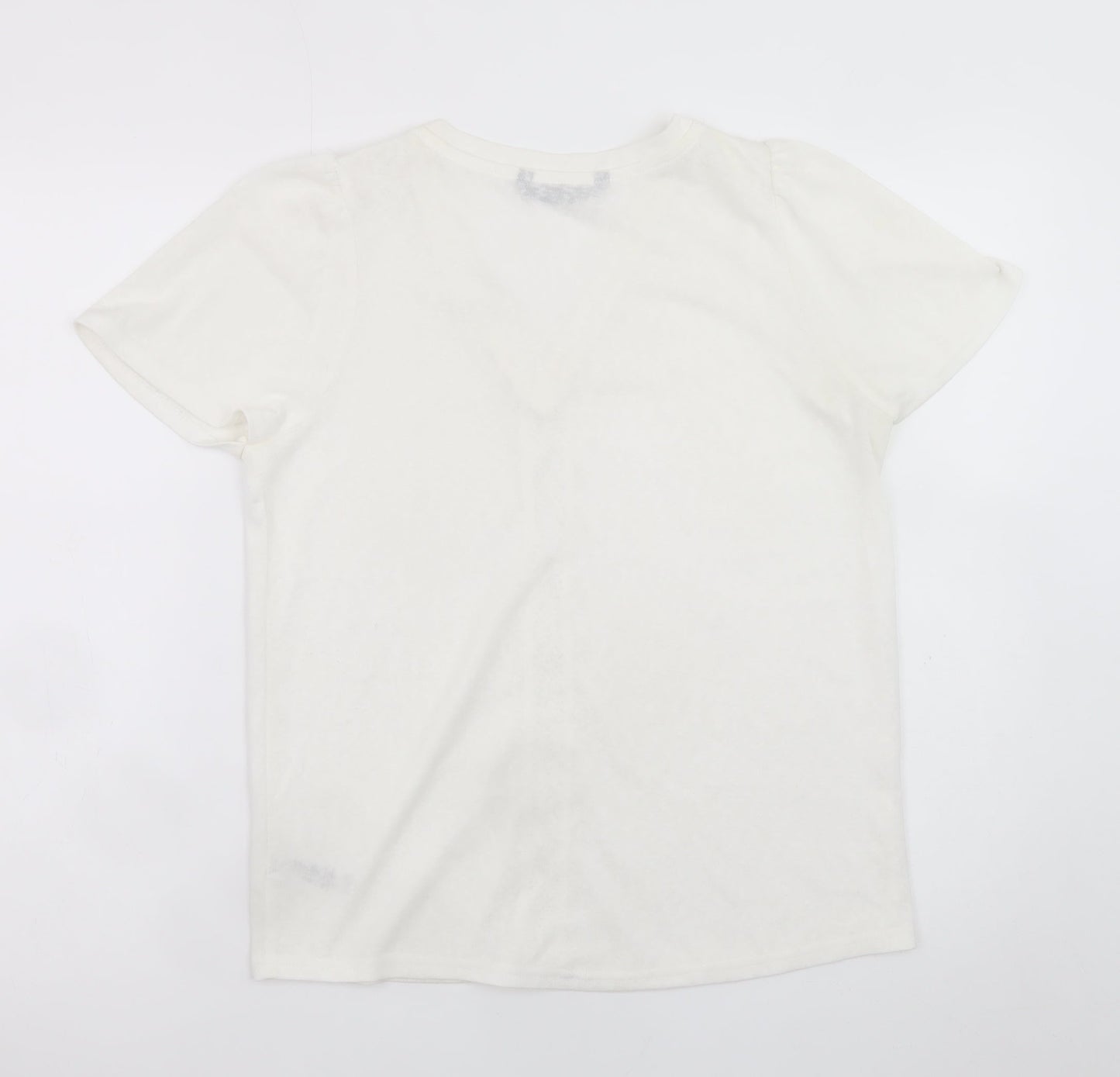 Dunnes Stores Womens Ivory V-Neck Short Sleeve T-Shirt Size S
