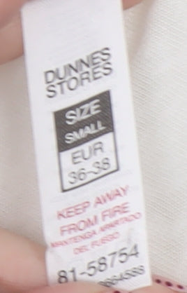 Dunnes Stores Womens Ivory V-Neck Short Sleeve T-Shirt Size S