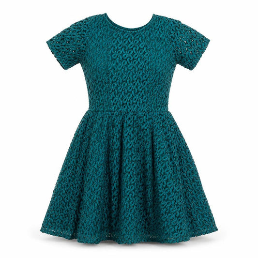 ASOS Women’s Green Lace Skater Dress Size 12 Short Sleeve Party Style