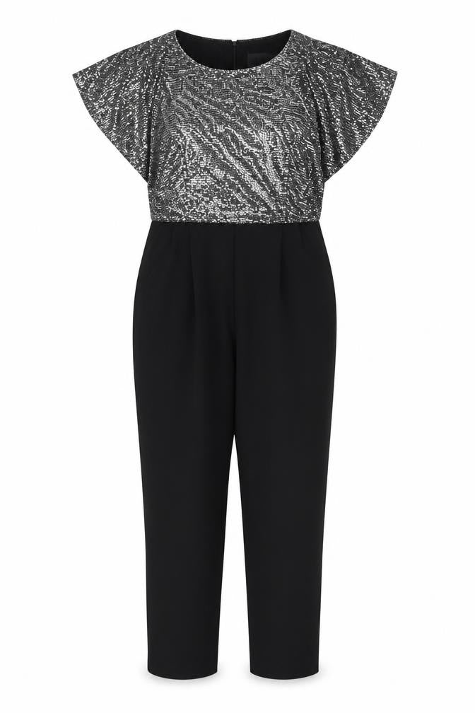 Joseph Ribkoff Womens Black Silver Sequin Jumpsuit UK 16 Partywear