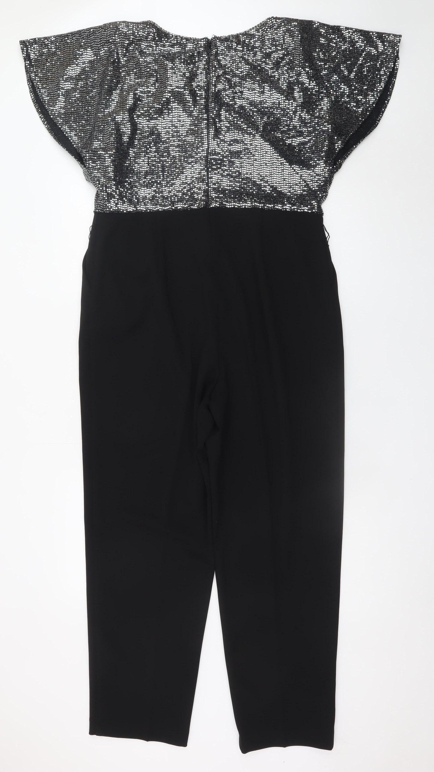Joseph Ribkoff Womens Black Silver Sequin Jumpsuit UK 16 Partywear