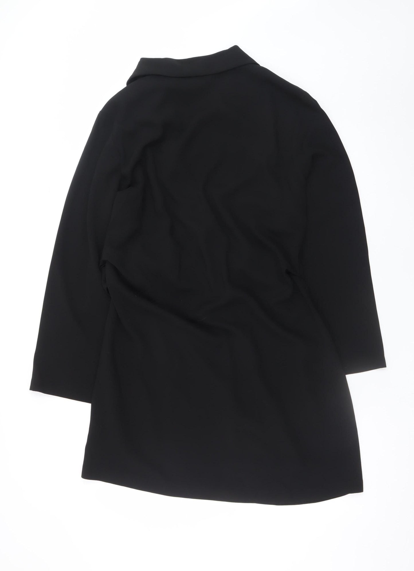 H&M Women Black Size 16 Wrap Dress Long Sleeve Belted