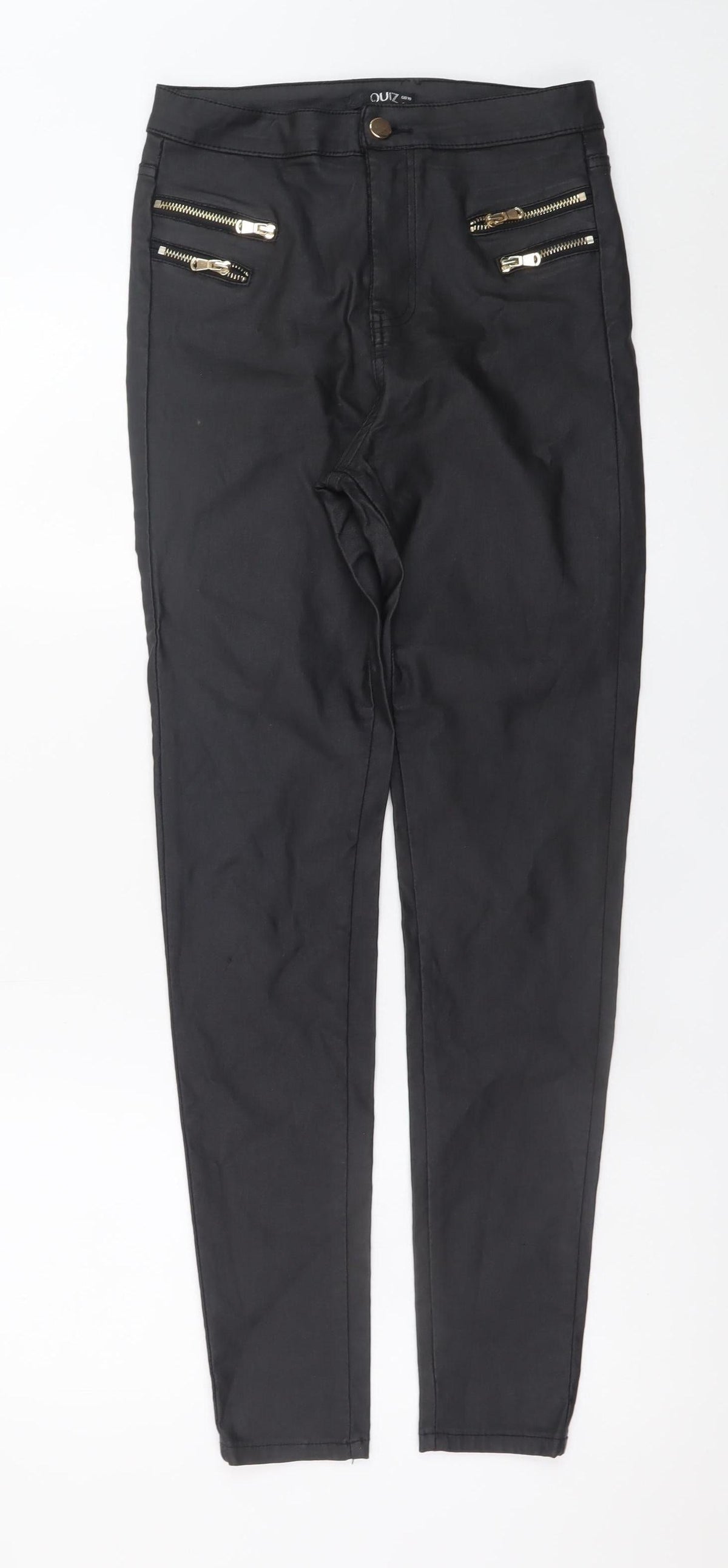 Quiz Women's Black Slim Fit Zip Jeggings Size 10