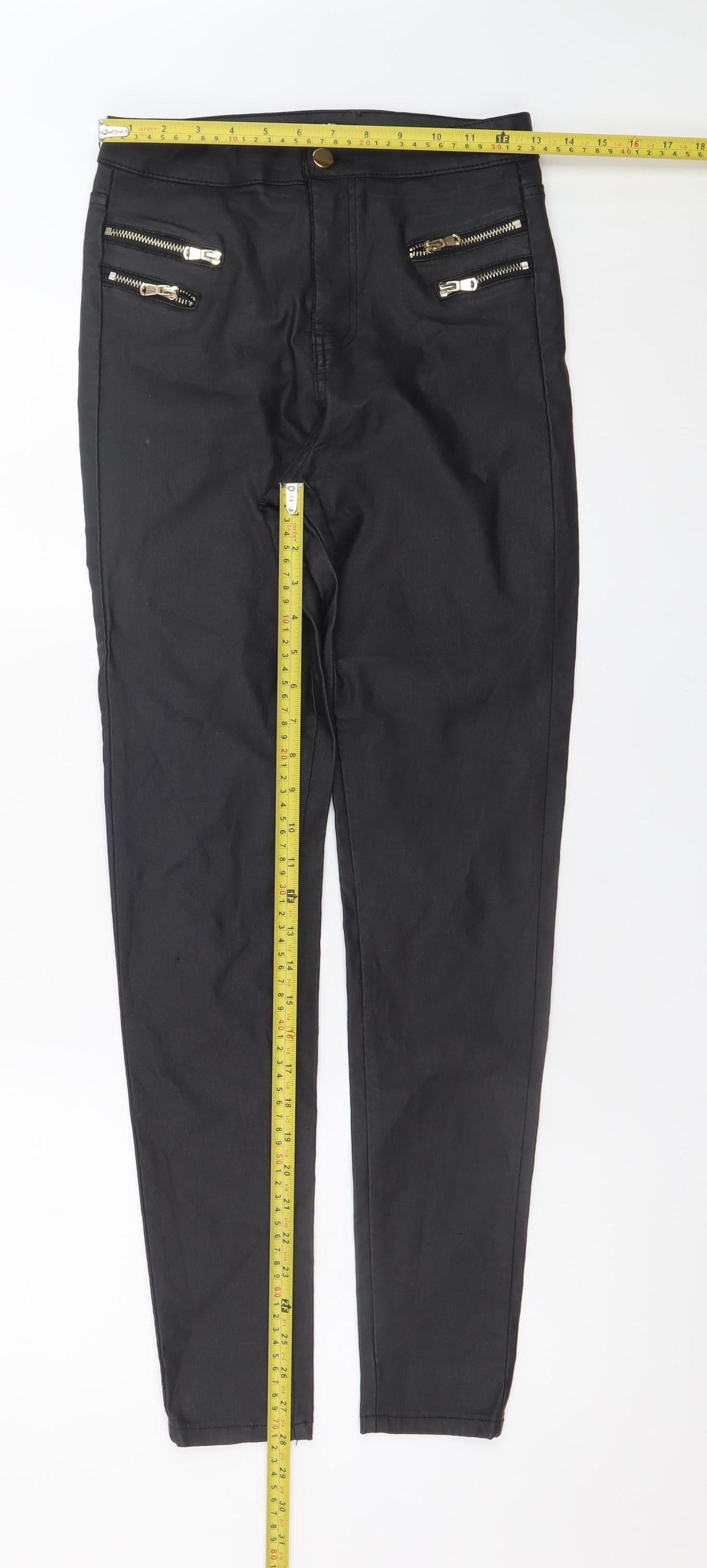 Quiz Women's Black Slim Fit Zip Jeggings Size 10