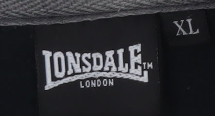 Lonsdale Men's Black XL Fleece Pullover Sweatshirt 1/4 Zip Logo Sportswear