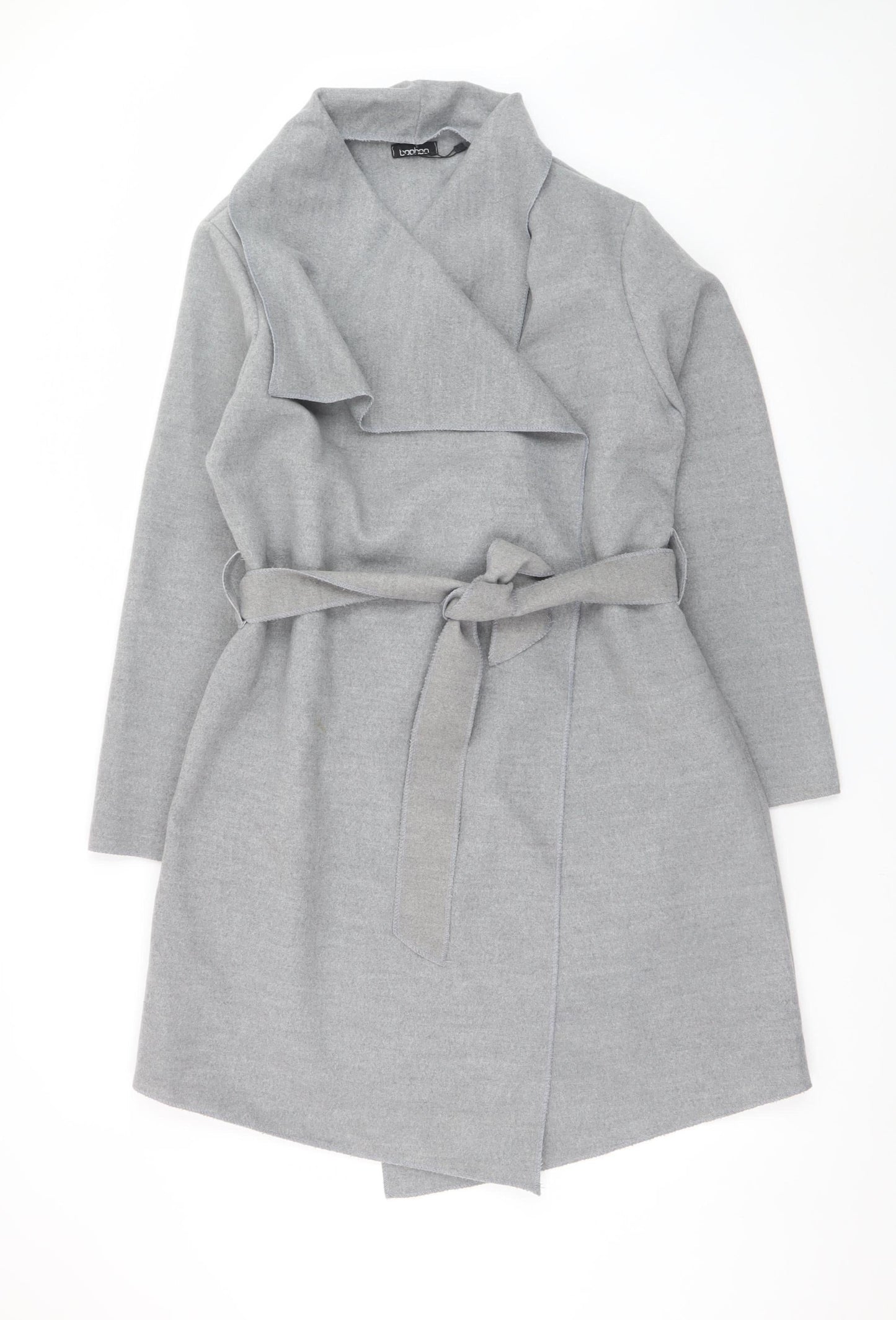 Boohoo Women’s Grey Belted Trench Coat Size 24 Plus