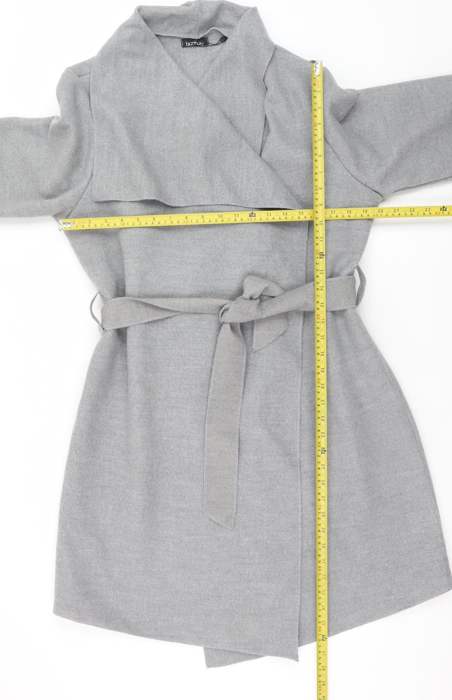 Boohoo Women’s Grey Belted Trench Coat Size 24 Plus