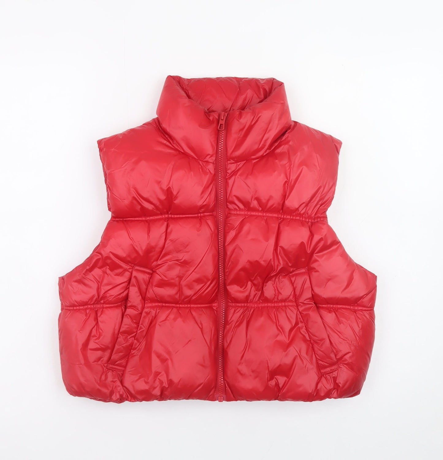 H&M Divided Women's Red Puffer Waistcoat Gilet Size S Casual Winter