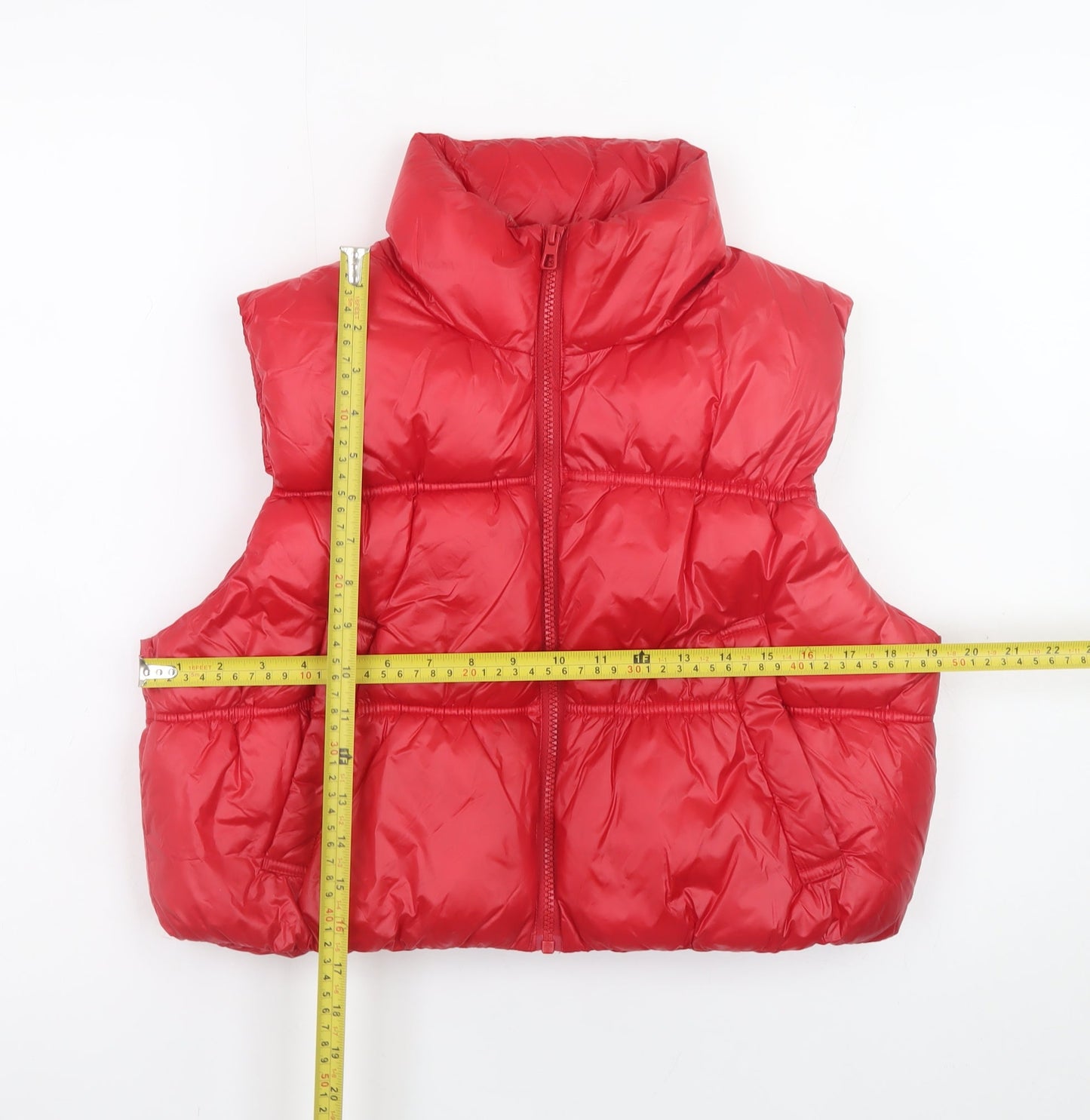 H&M Divided Women's Red Puffer Waistcoat Gilet Size S Casual Winter