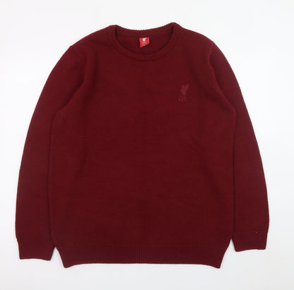 Additional front view of LFC men’s red crew neck acrylic jumper, size L