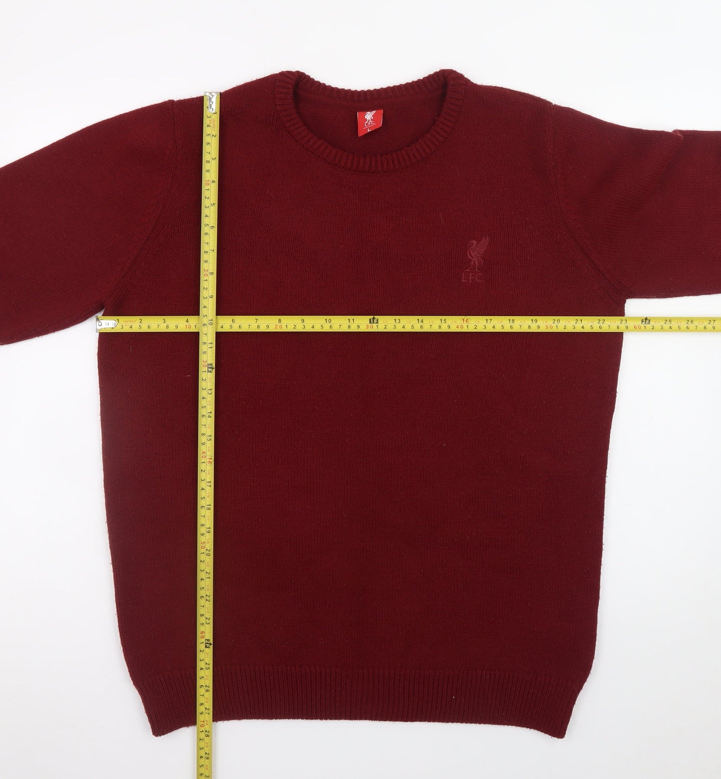 LFC Mens Red Crew Neck Acrylic Pullover Jumper Size L