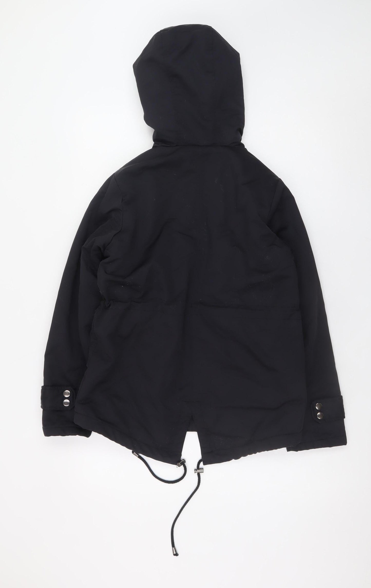 ASOS Women Black Parka Jacket Hooded Lined UK 4 Mid-Length Winter Coat