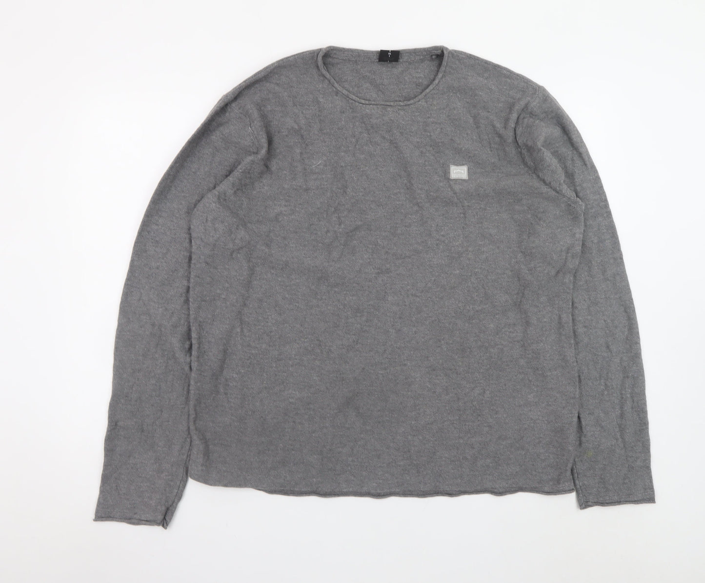 883 Police Men's Grey 2XL Crew Neck Cotton Pullover Jumper