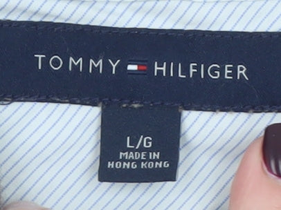 Tommy Hilfiger Men's Brown Striped Cotton Polo Shirt Size L