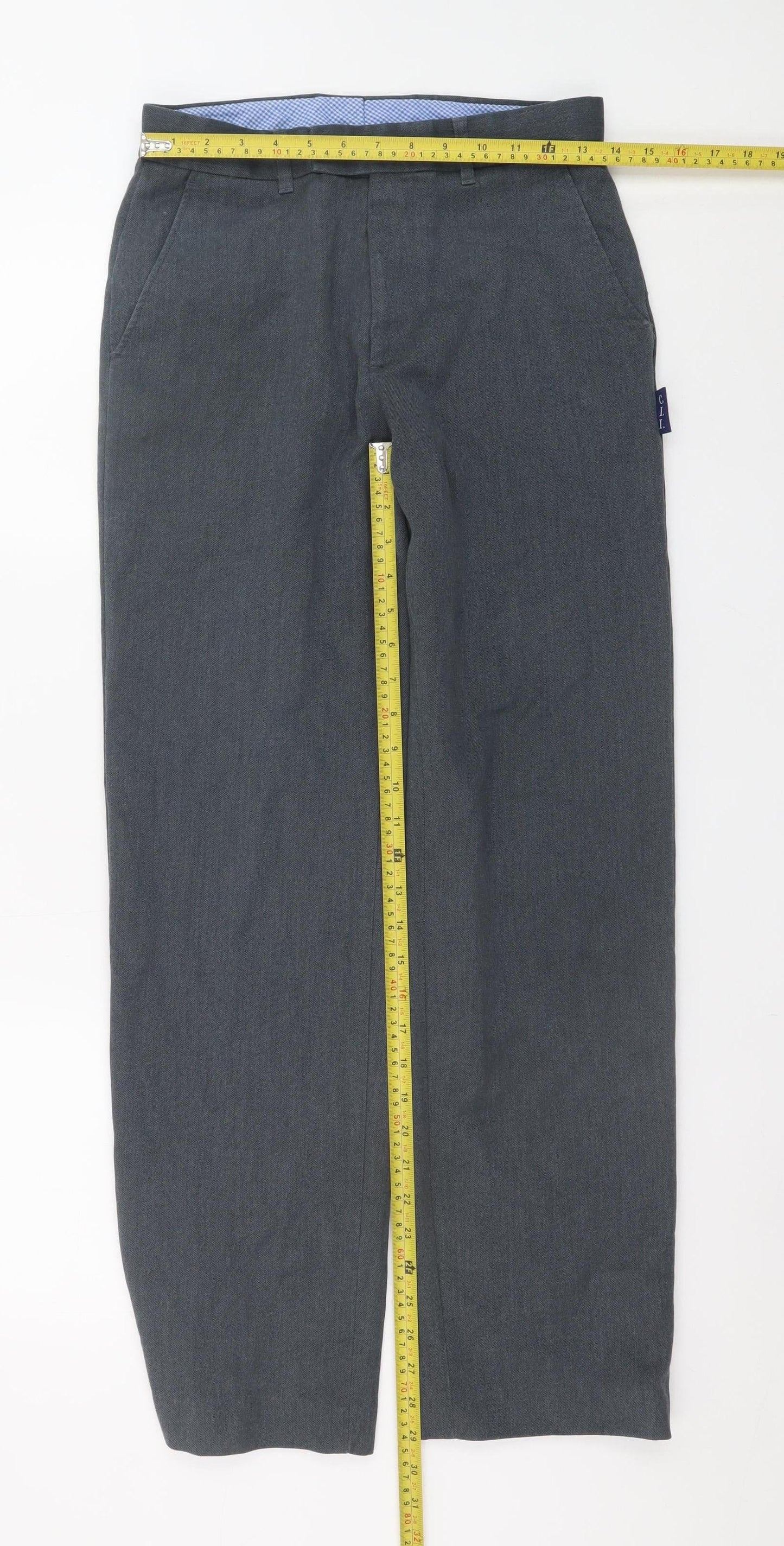 Hunter Men Grey Chino Trousers 30x32 Regular Fit