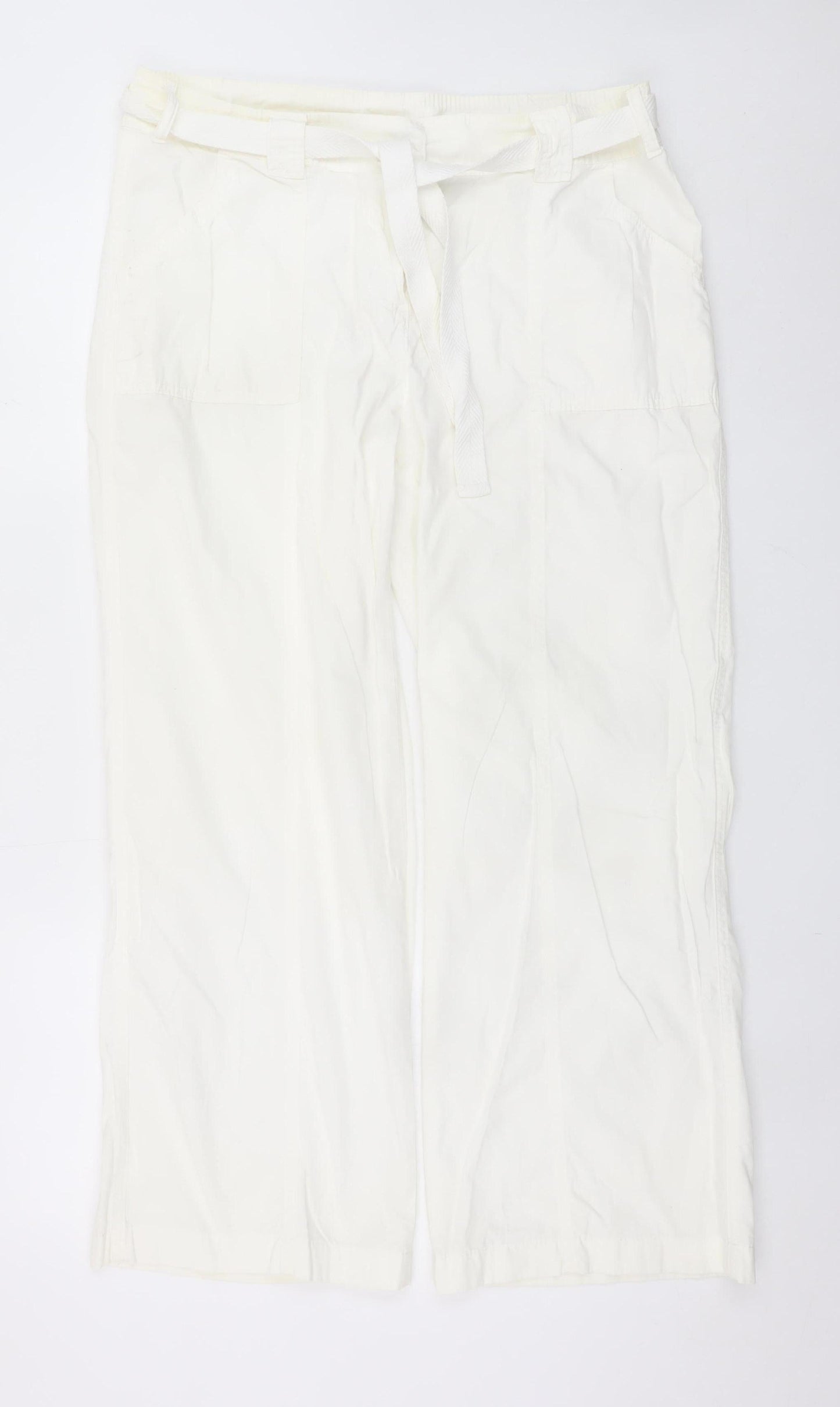 Marks and Spencer Womens Ivory Cotton Cargo Trousers Size 14
