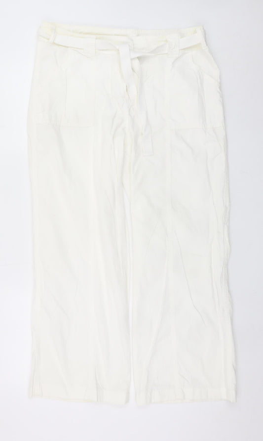 Marks and Spencer Womens Ivory Cotton Cargo Trousers Size 14