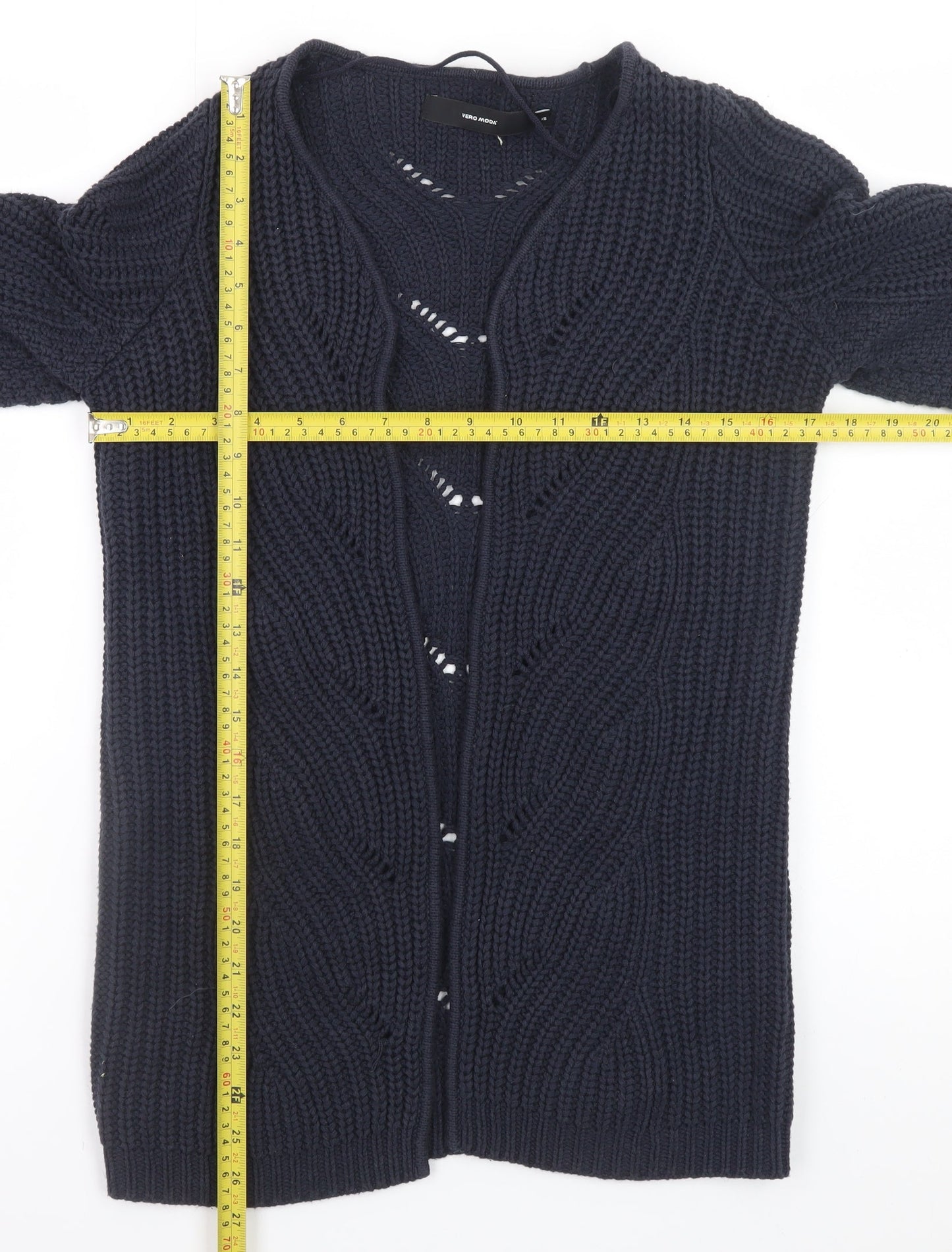 Vero Moda Women's Blue Chunky-Knit Open Cardigan XS